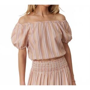 NEW MARINE LAYER marella bea crop blouse in pink